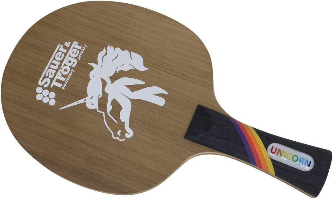 Sauer & Tröger Tischtennis Allround Holz für Noppenspieler | Unicorn | Gerade, Konkav, Gerade