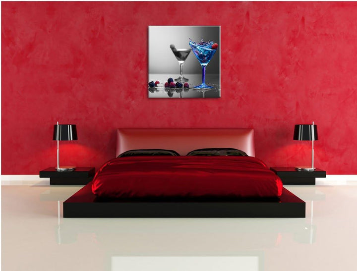 Pixxprint Blauer leckerer Cocktail als Leinwandbild/Grösse: 70x70 cm/Wandbild/Kunstdruck/fertig besp