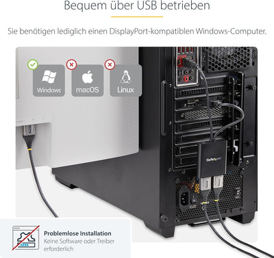 StarTech.com 2-Port Multi-Monitor DisplayPort Adapter, DP auf 2x DisplayPort 1.2 Splitter, Dual 4K 3