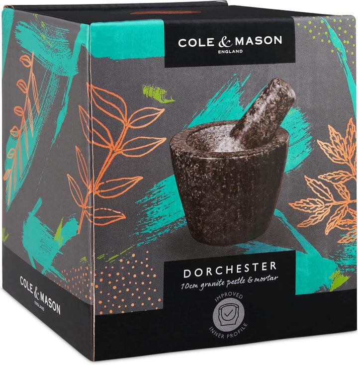 Cole & Mason Dorchester Mörser mit Stössel Klein 10 cm, natürlicher Granit, langlebiger Steinmörser