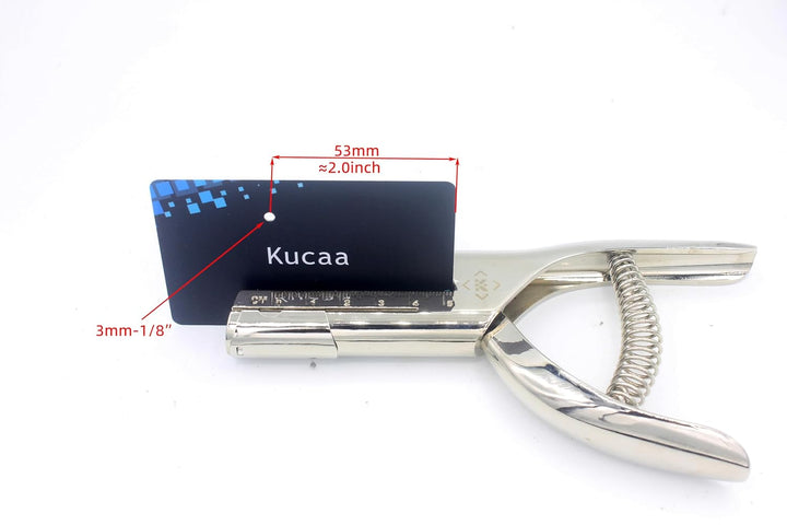 Kucaa 53mm tief erreichen 3mm Runde Kreisloch schwere handgehaltene Einzellochstanze für PVC-Karten
