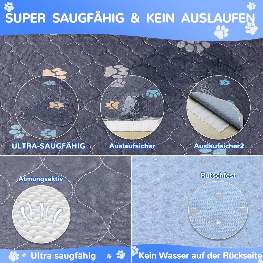 Aitmexcn Inkontinenzunterlage Waschbar Welpenunterlagen 121×121cm – 2 Stück Wiederverwendbare Hundet