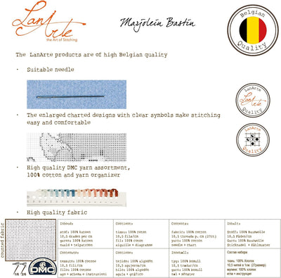 LANARTE PN Zählmusterpackung Sommerliches Bukett Kreuzstichpackung, Baumwolle, Mehrfarbig, 36 x 38 x
