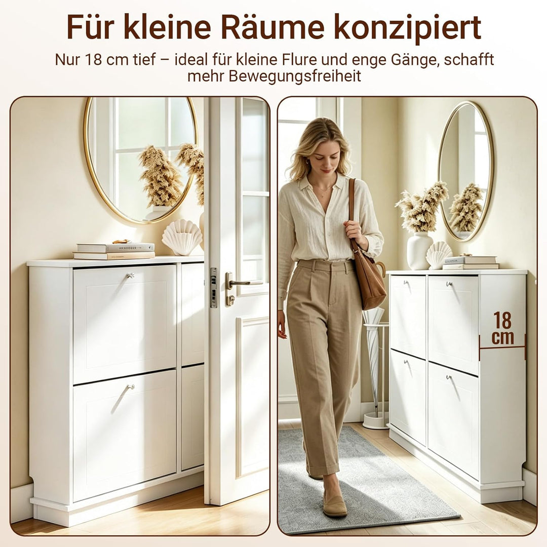 SoBuy Schuhschrank Schmal - Extrem Schmal 18Cm, Passt Grosse Schuhe Bis EU 47, Schmaler Schuhschrank