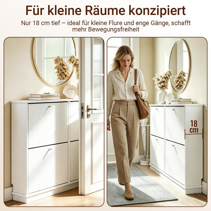 SoBuy Schuhschrank Schmal - Extrem Schmal 18Cm, Passt Grosse Schuhe Bis EU 47, Schmaler Schuhschrank