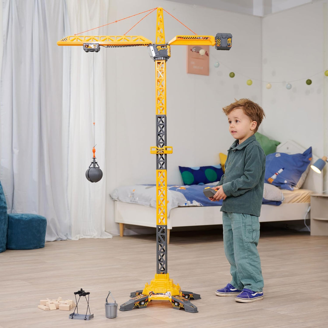 Dickie 203729025 Titan Radiokran mit Funksteuerung, 150 cm, 360° drehbar, mit Licht und USB, inklusi