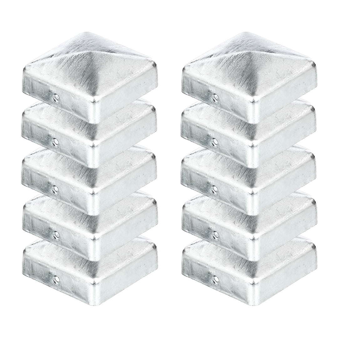 siwitec 10er-Set Pfostenkappe für Holzpfosten | 120 x 120 mm | flach/Pyramide | Zaunkappe aus feuerv