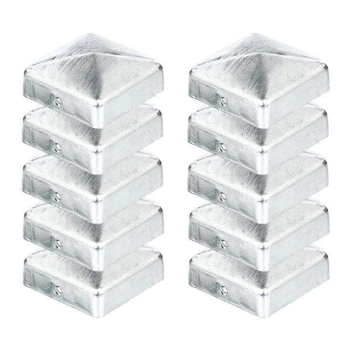 siwitec 10er-Set Pfostenkappe für Holzpfosten | 120 x 120 mm | flach/Pyramide | Zaunkappe aus feuerv
