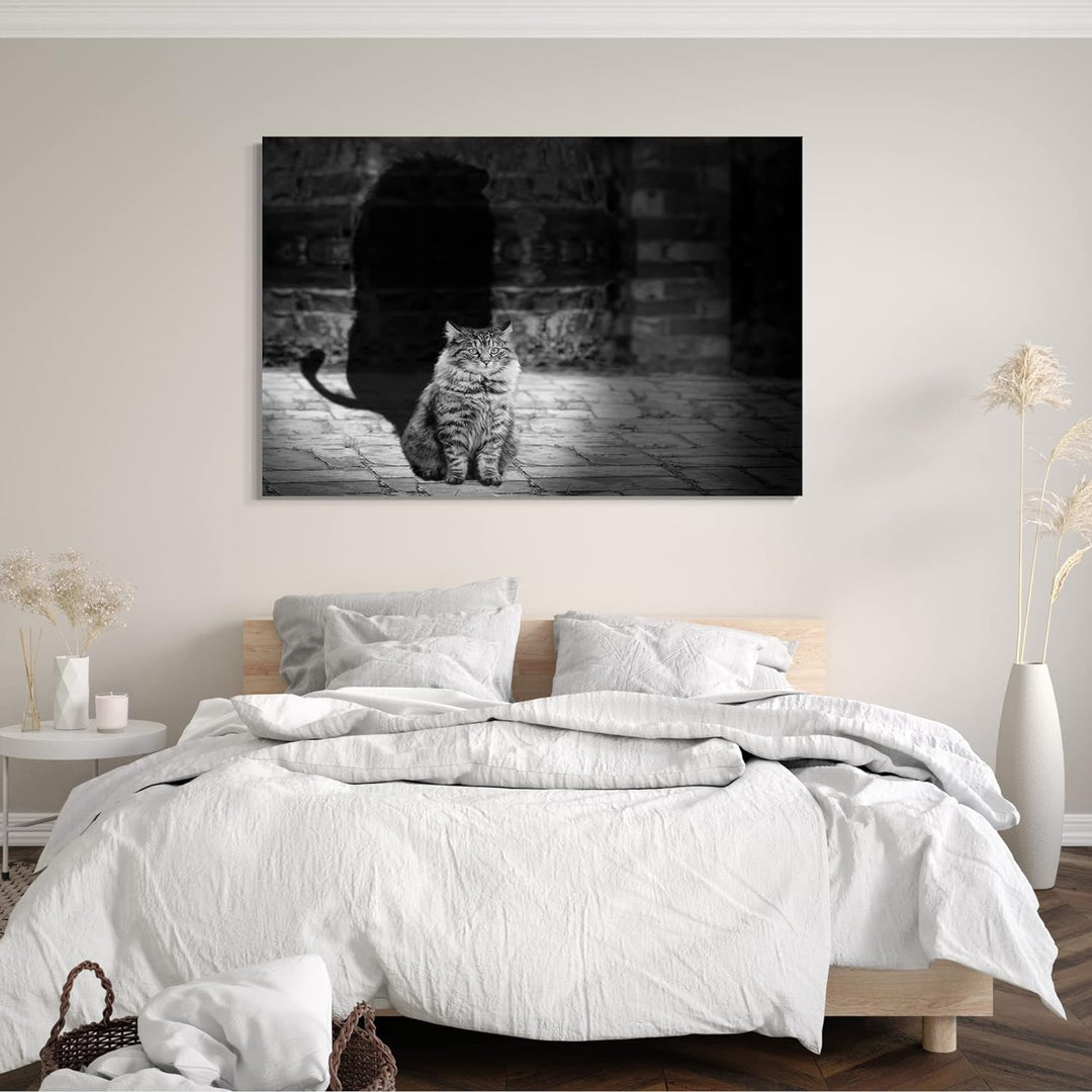 Printed Paintings Leinwand (120x80cm): Katze getigert mit Schatten Katzenbilder 120x80 cm, 120x80 cm