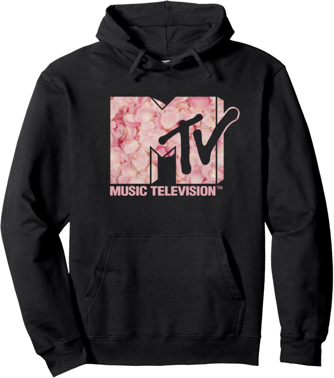 MTV Music Television Pink Rose Petal Logo Pullover Hoodie
