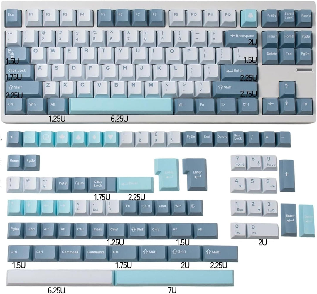 172 Tasten Double Shot Shoko Tastenkappen Cherry Profile Fit for 61/64/87/104/108 Cherry Mx Switches