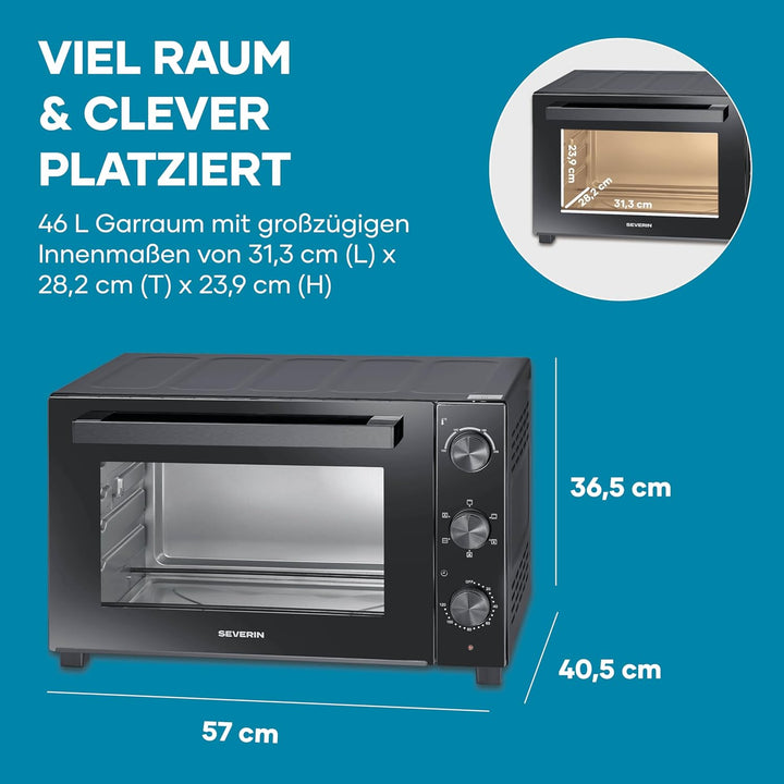Severin Back- und Toastofen mit Umluftfunktion, inkl. Drehspiess für Fleisch, vielseitiger Heissluft
