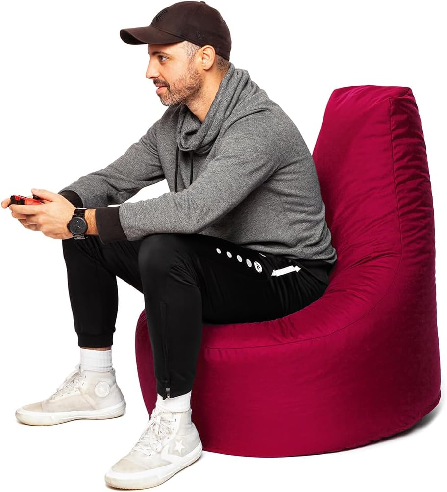 PATCH HOME Gamer Sessel inkl. Würfel Bean Bag Set Ø80cm, 30cm Sitzhöhe, 90cm Höhe + 35x35cm Würfel W