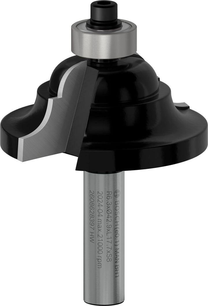 Bosch Professional 1x Kantenformfräser Standard for Wood (für Holz, Radius 6.3mm, Breite 15.1mm, Arb