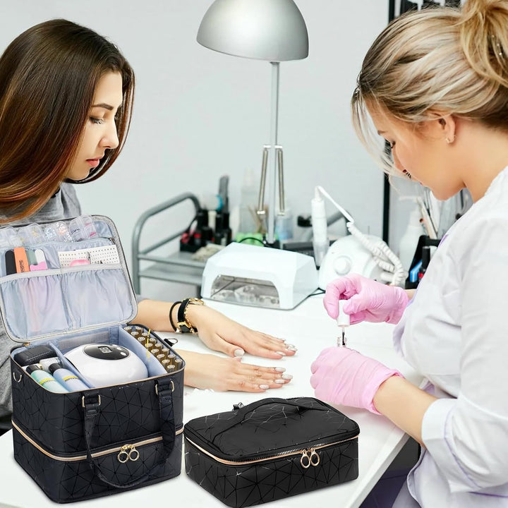 Nagellack Aufbewahrung, Tasche Organizer Gross für 84 Nagellack, Kosmetiktasche für Nageldesign Zube