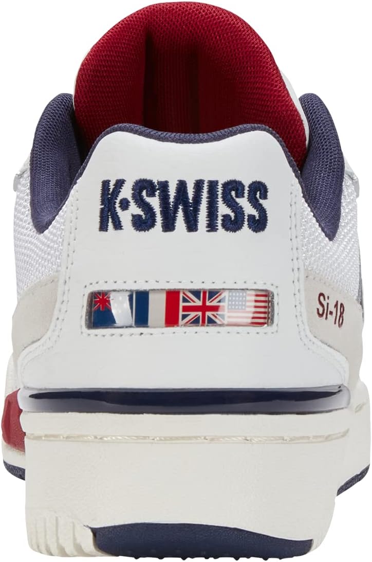 K-Swiss Leder Turnschuhe Rival Si-18 weiss 44.5 EU Brilliant White Tibetan Red Peacoat, 44.5 EU Bril