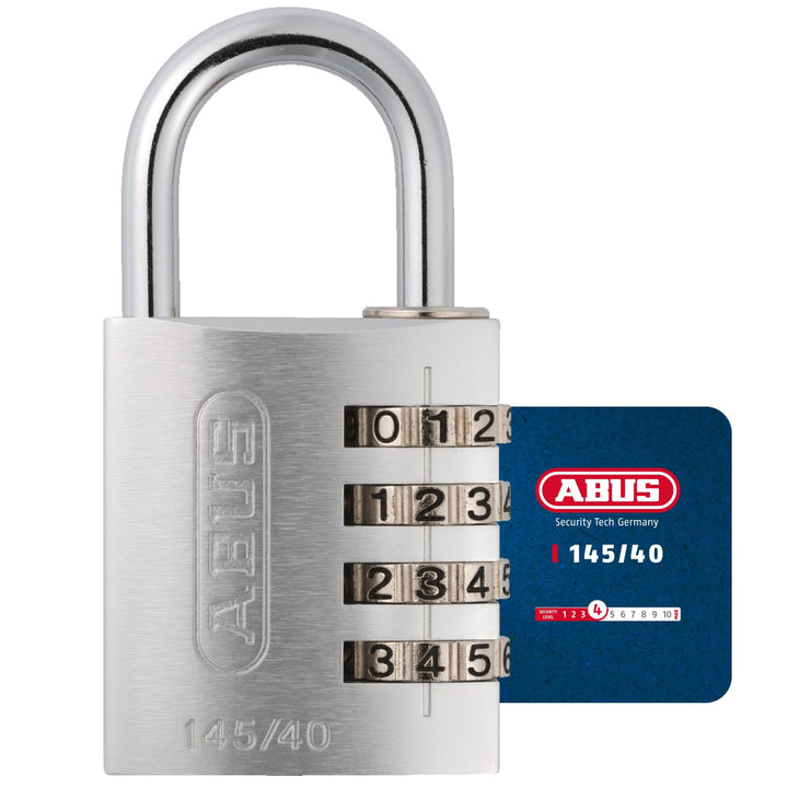 ABUS Zahlenschloss 145/40 Silber - Kofferschloss, Spindschloss u. v. m. - Aluminium-Vorhängeschloss