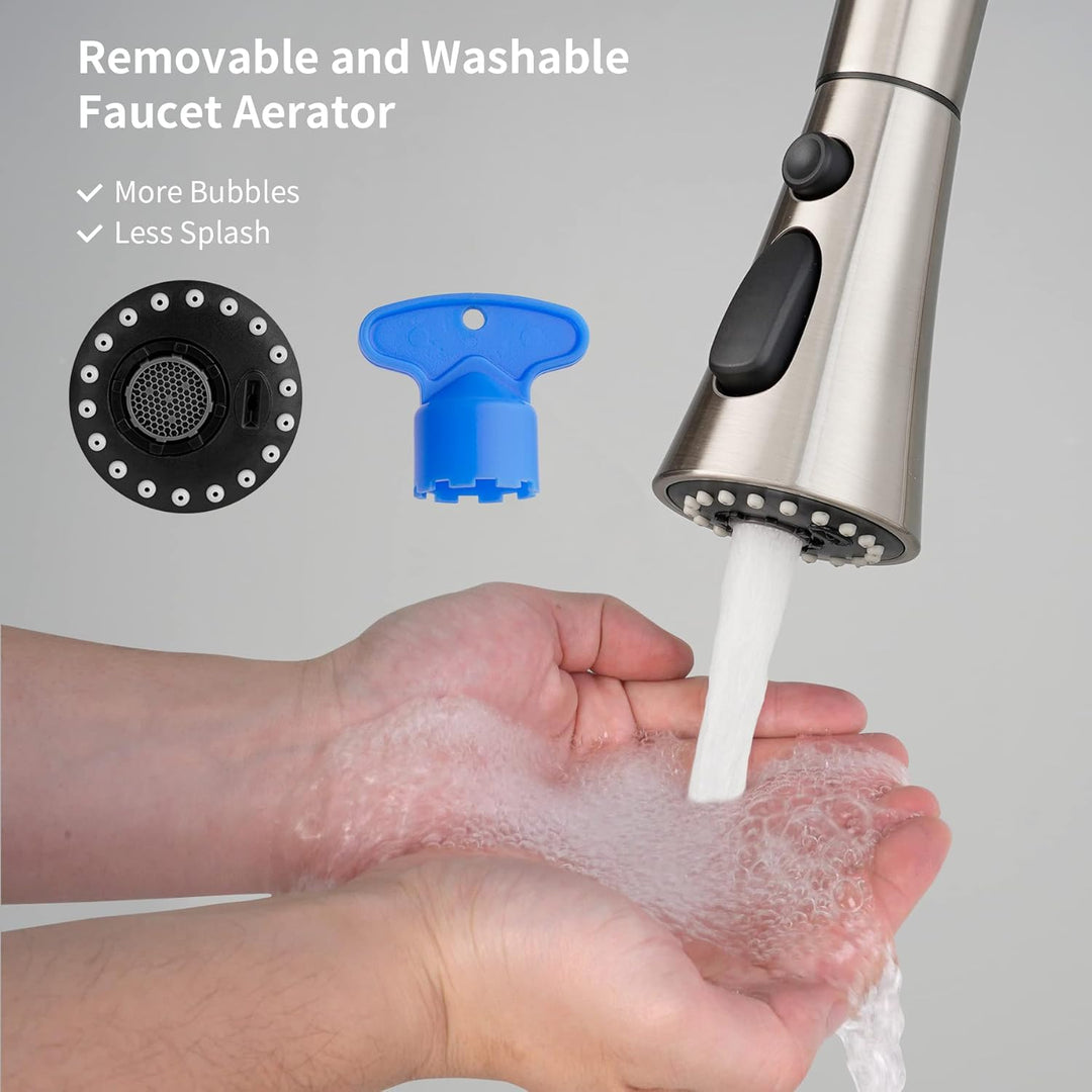 Hibbent 3 Modi Brausekopf Küchenarmatur Ersatz Herausziehbarer,Geschirrbrause ersatzkopf kompatibel