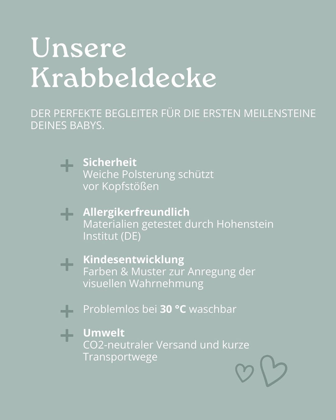 ULLENBOOM Krabbeldecke für Baby 100x100 cm - Dick und weich gepolstert Waldtiere Petrol 100 x 100 cm