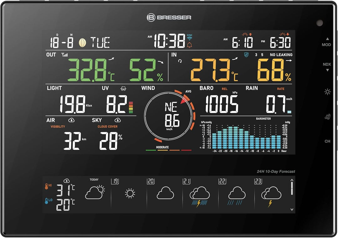 Bresser 11-Tage 4Cast CV WLAN Wetterstation 7-in-1 Solar, detaillierte Wettervorhersage, ProWeatherL