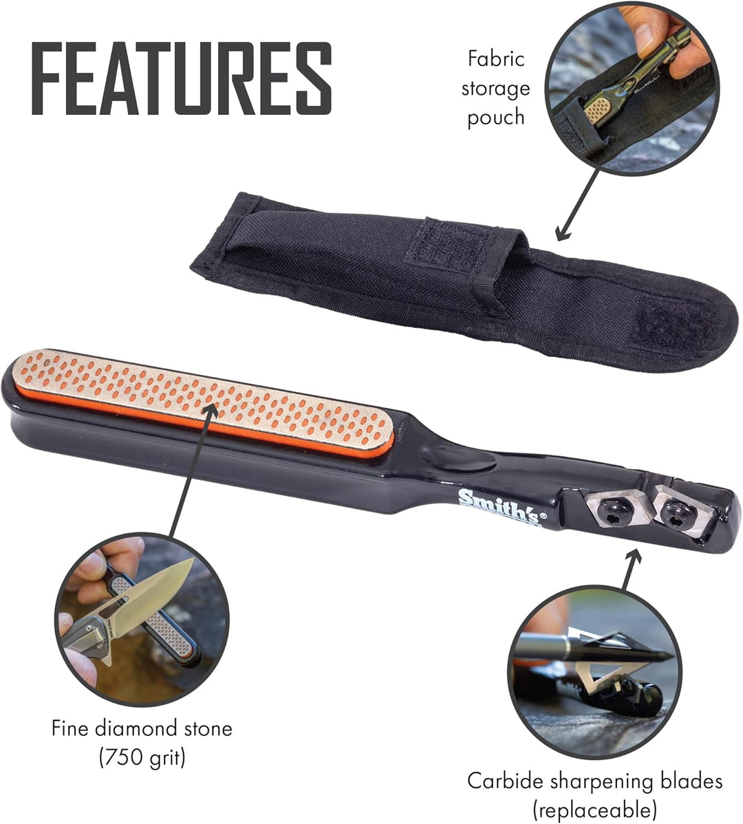 Smith's 50047 Edge Stick Messerschärfer Outdoor, schwarz