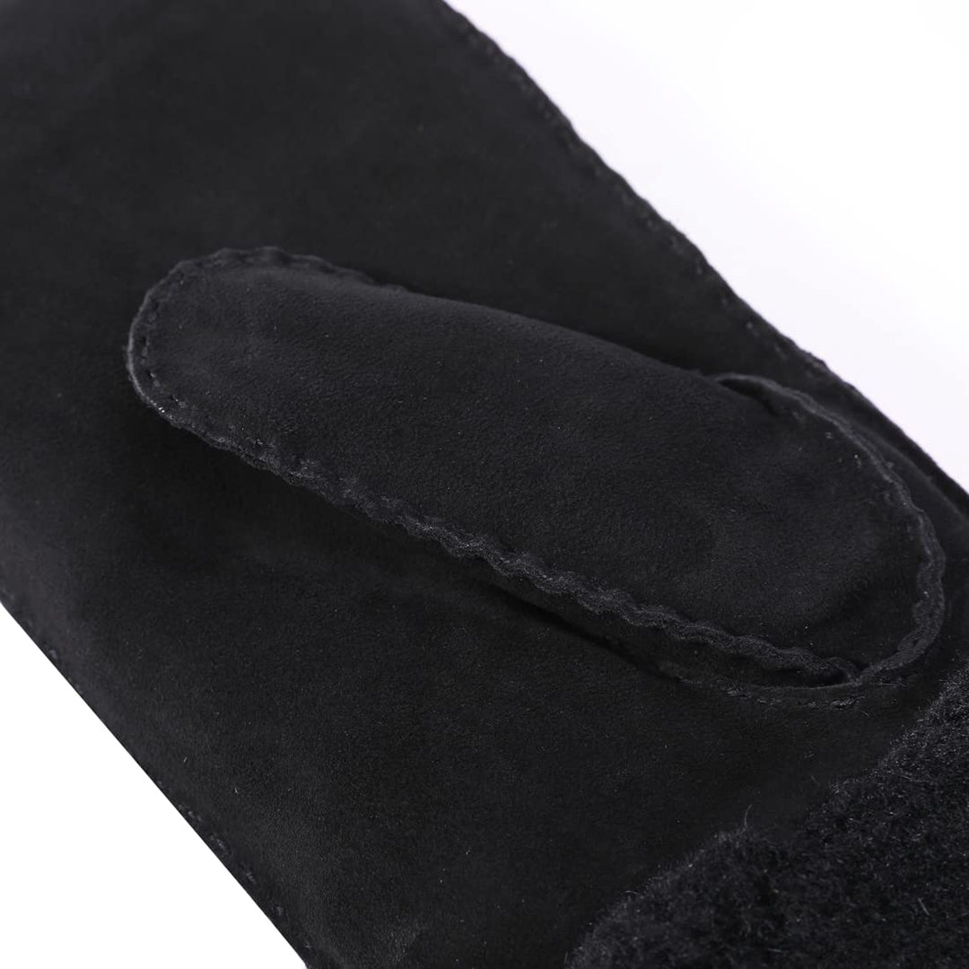 Harssidanzar Damen Fäustlinge,Winter Schaffell Lammfell beheizte warme pelzige Stulpenhandschuhe Led