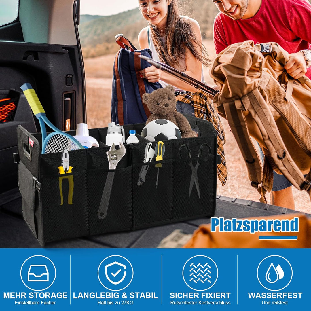 Auto Kofferraum Organizer Faltbare 55L Kofferraumtasche mit Abnehmbare Fächer & Stabiler Boden, Gros
