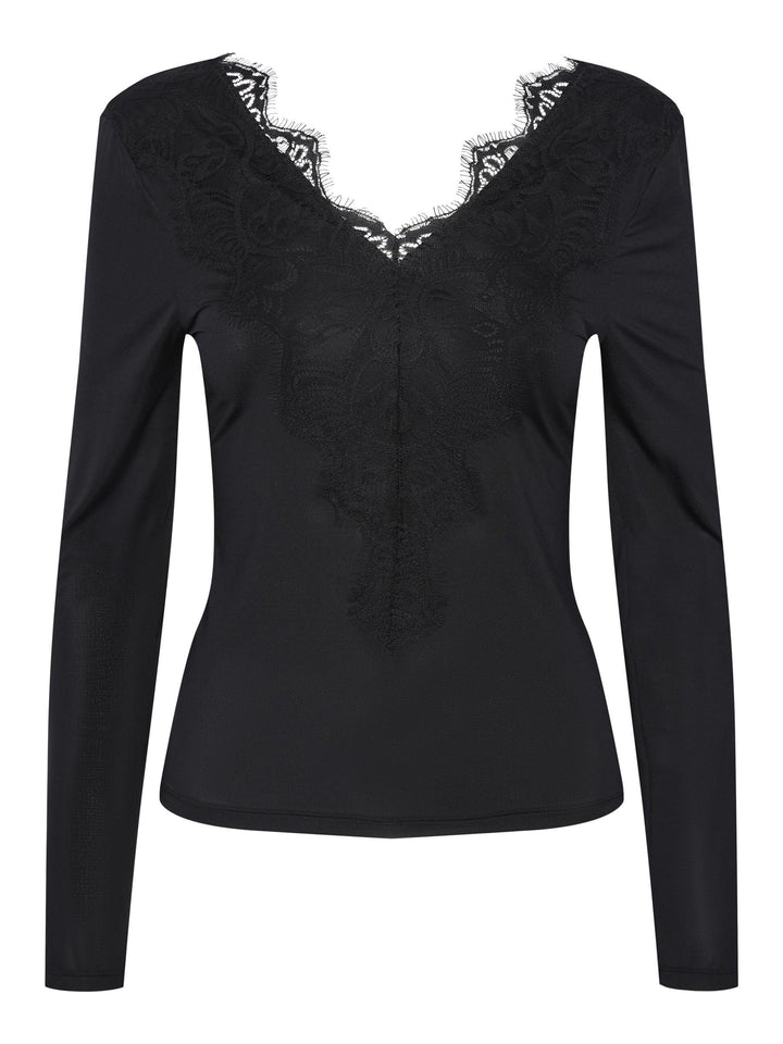 PIECES Damen Pcilu Ls Top Noos XL Schwarz, XL Schwarz