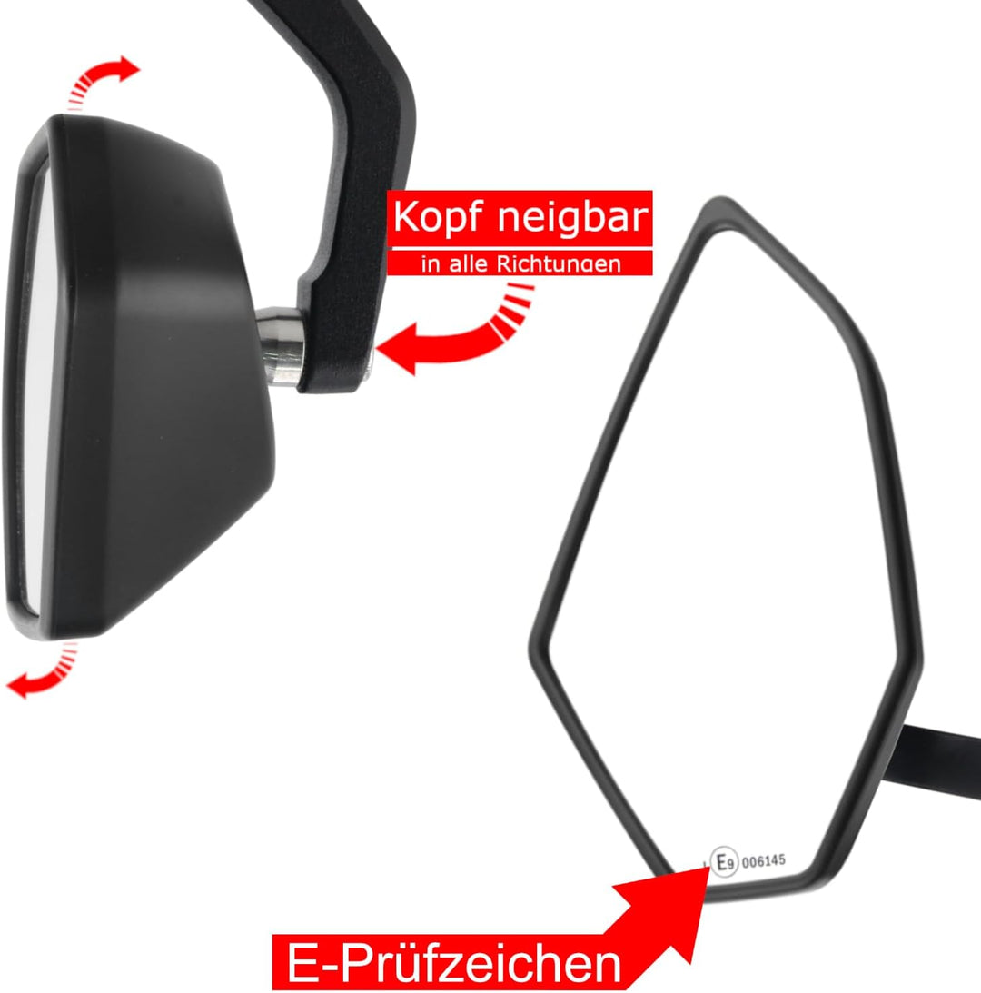 Area1 universal Motorrad Lenkerendenspiegel Rückspiegel Paar e-geprüft kompatibel mit Duke SMC/R MT0