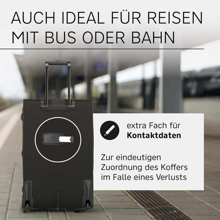 Travelite paklite 2-Rad Koffer Grösse L, Gepäck Serie ORLANDO: Klassischer Weichgepäck Trolley im ze