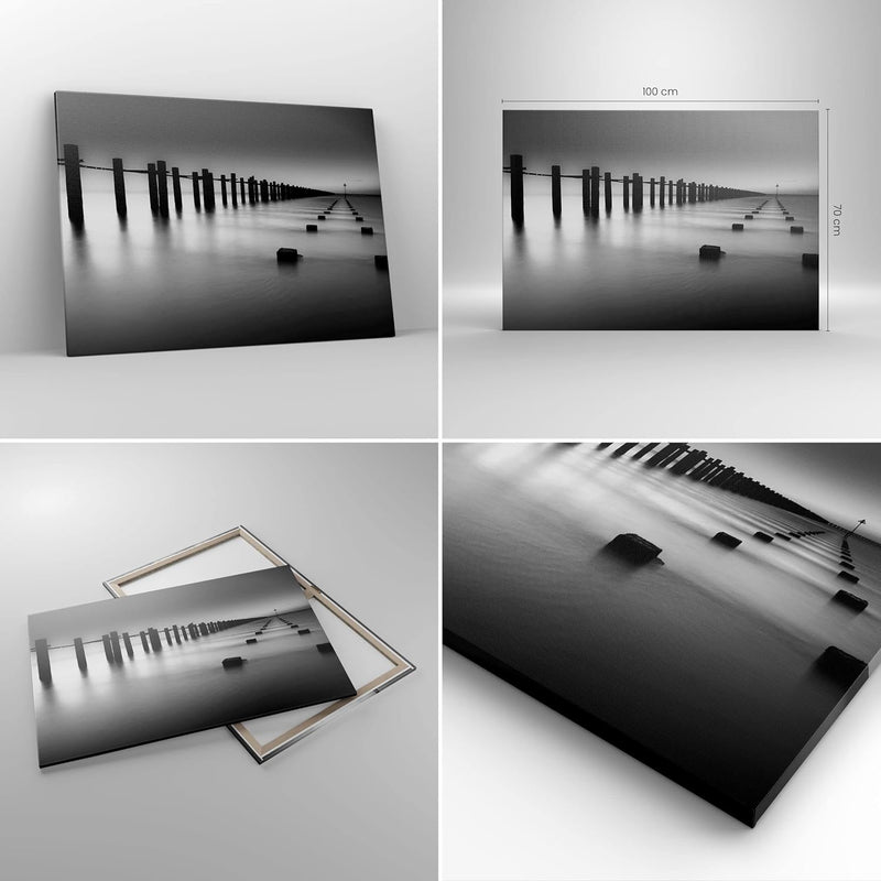 Bilder auf Leinwand 100x70cm Leinwandbild Meer Ufer Ozean Horizont Gross Wanddeko Bild Schlafzimmer