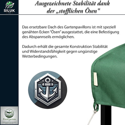 freigarten.de Ersatzdach für Pavillon 3x3 Meter Wasserdicht Material: Panama PCV Soft 370g/m² extra
