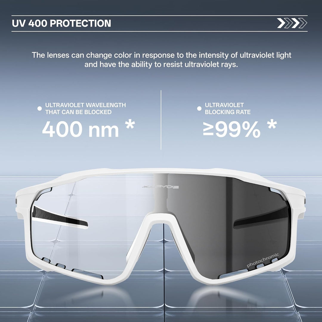 KAPVOE Photochromatische Fahrradbrille MTB Brille Selbsttönend Klar Radbrille Rennrad Sportbrille So