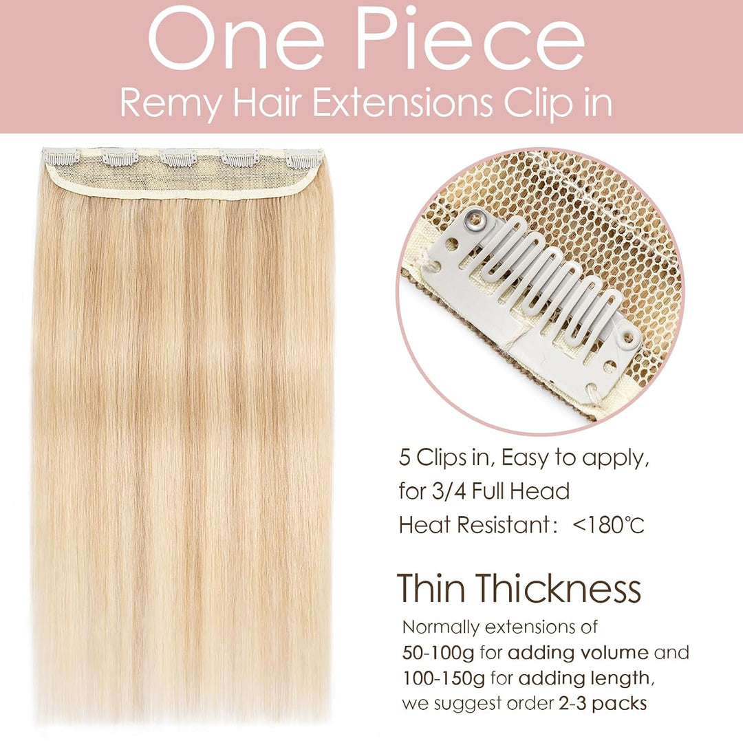 Silk-co Clip in Extensions Echthaar 1 Tressen 5 Clips 50g, Hair Extensions, Remy Echthaar Clip ins H