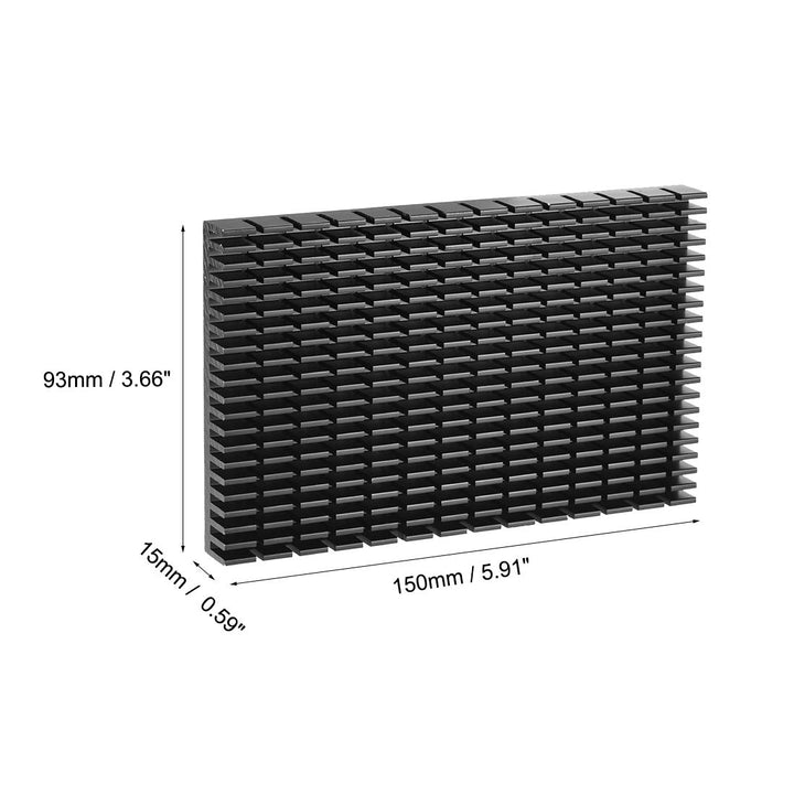 sourcing map Kühlkörper mit kreuzförmigen Kerben für LED und Netzteil 150 x 93 x 15mm Schwarz Schwar