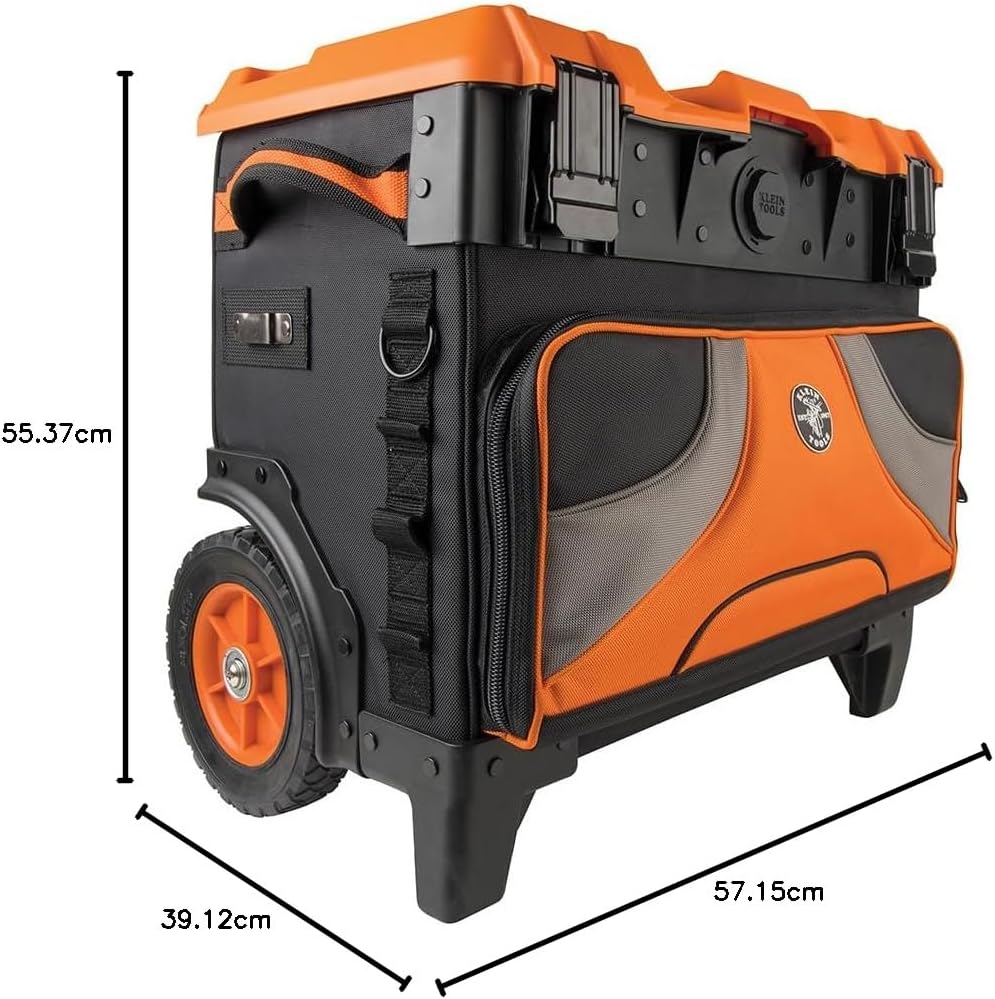 Klein Tools 55473RTB Rolling Tool Bag, Tradesman Pro Tool Master, 113,4 kg Traglast Hard-Top mit 20,