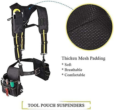 Risegun Werkzeugtaschen Taille, Y-förmiger Werkzeuggürtel Hosenträger Heavy Duty Werkzeuggürtel Mult