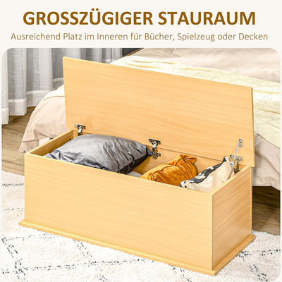 HOMCOM Truhe Aufbewahrungsbox Sitztruhe mit Stauraum Sicherheitsscharniere Holzkiste mit klappbarem