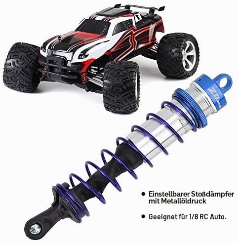 Tbest RC Car Stossdämpfer 1/8, 4 Stück Metallöldruck Einstellbar Stossdämpfer Vorne Stossdämpfer Hin