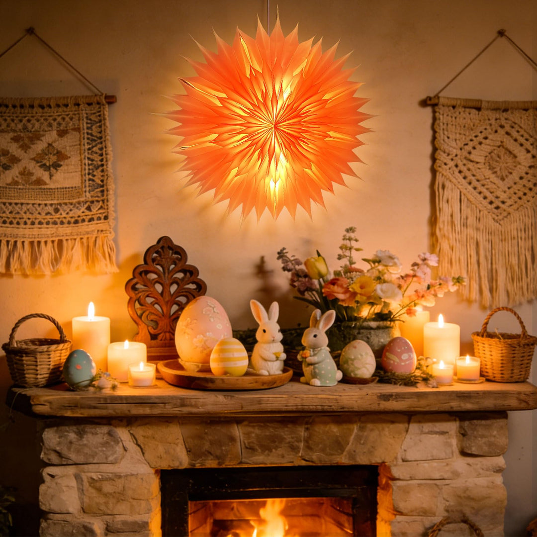 45cm Weihnachtsstern Beleuchtet, 3D Led Christbaumspitze Stern Batterie mit Timer, Adventsstern Ster