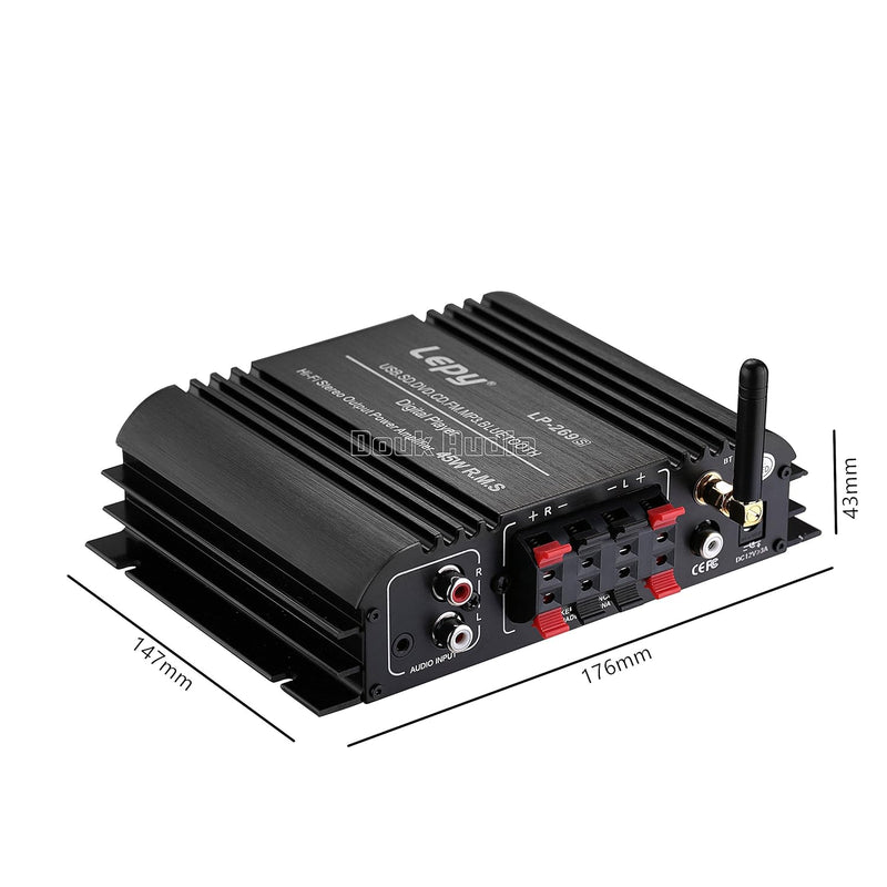 Nobsound Lepy Hi-Fi Stereo Multimedia 4-Channel Bluetooth Power Amplifier Audio Amp Booster USB SD D