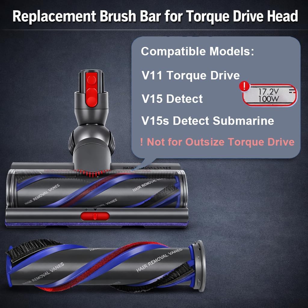 V11 Torque Drive Bürstwalze mit Endkappe, nur für Dyson V11/V15 100W High Torque Bodendüse, kompatib