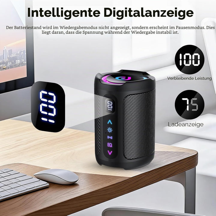 Bluetooth Lautsprecher mit Licht, 2026 Musikbox Tragbarer Box, Bluetooth 5.4, 15 St, Verbesserter Ba