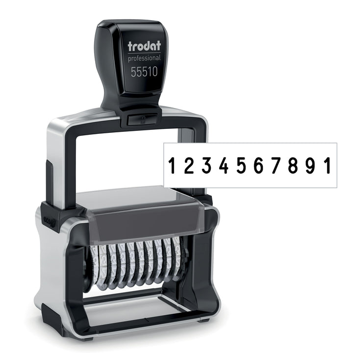 Trodat Professional 55510 Nummernstempel 10 Bänder, Selbstfärbend, 5 mm Schrifthöhe, Abdruck schwarz