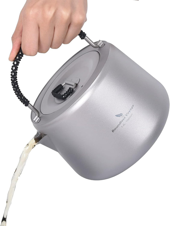 iBasingo 1,4 L Titan Wasserkocher mit Filter Im Freien Camping Kaffee Teekanne Wassertopf Anti-verbr