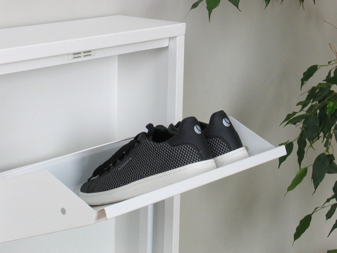 Dynamic24 XL Pisa 6 Klappen weiss – Schuhschrank – B101 x H106 x T16 cm – Metall pulverlackiert – Kl
