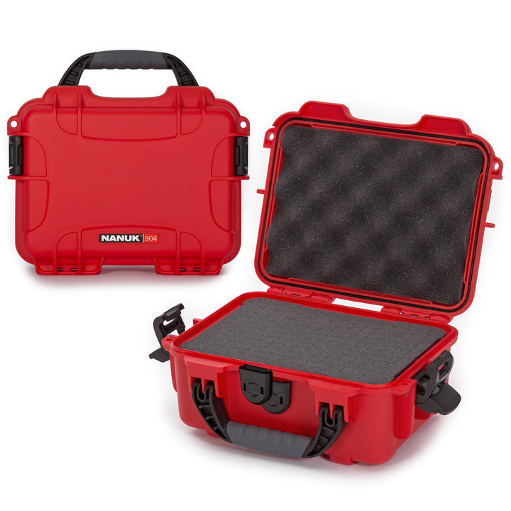 Nanuk 904 Wasserdichter Hartschalenkoffer Mit Plüschschaumeinlage - Rot Etui Würfelförmiger Schaumst