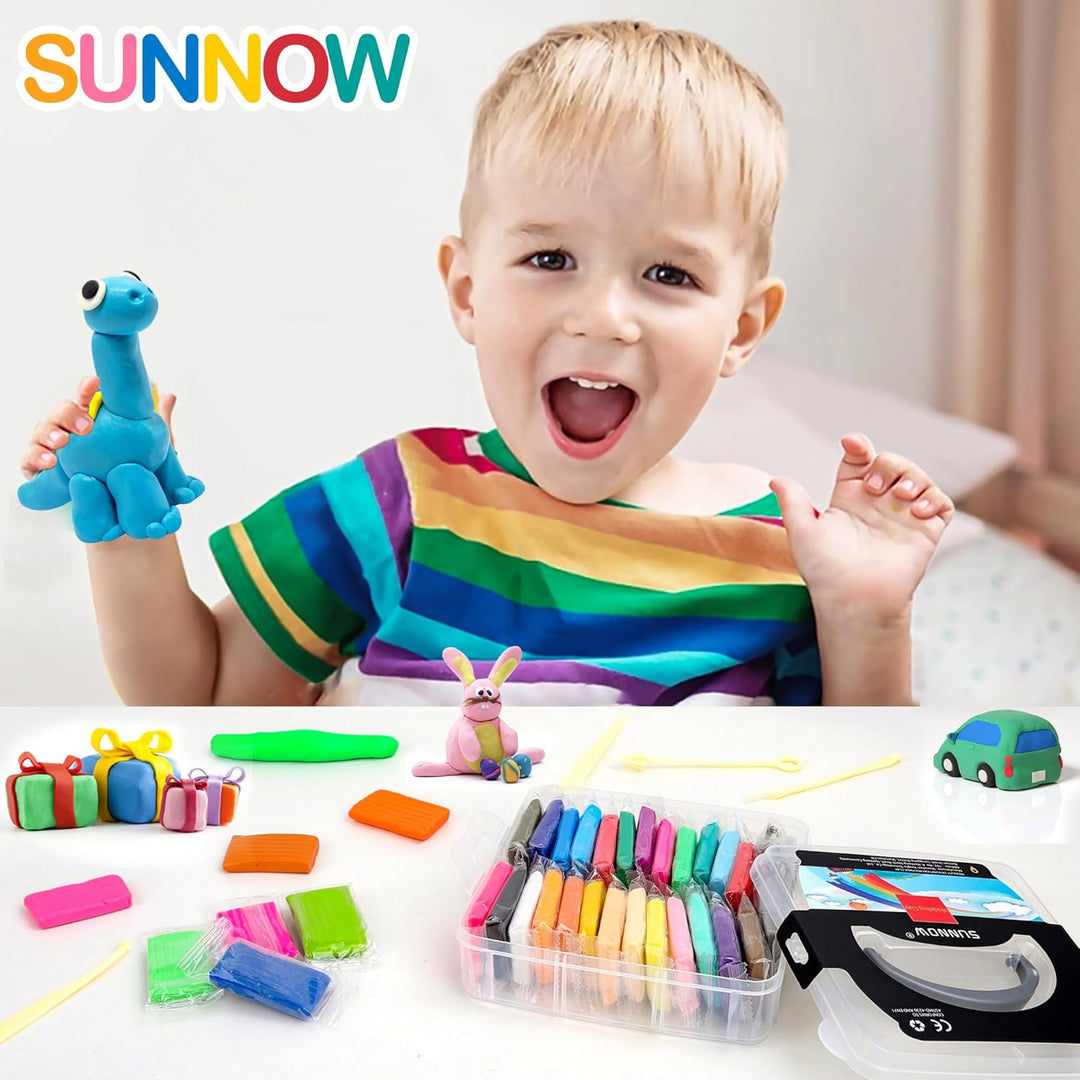 SUNNOW Polymer Clay - 26 Farben (25g / ) Ton Ofen Backen Lehm mit Modeling Tools, Modelliermasse Set