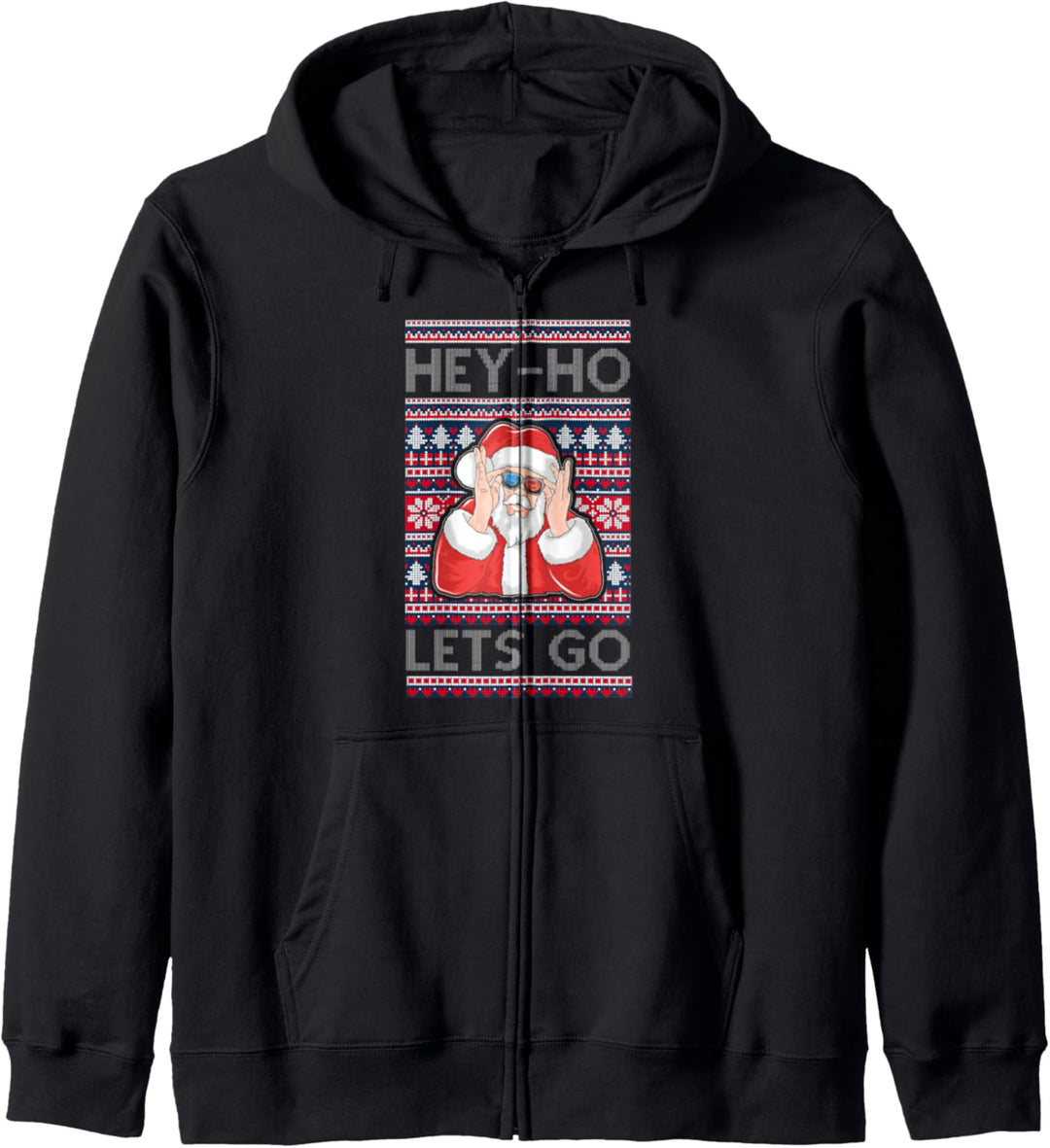 Hey Ho Lets Go Ugly Christmas Santa Kapuzenjacke