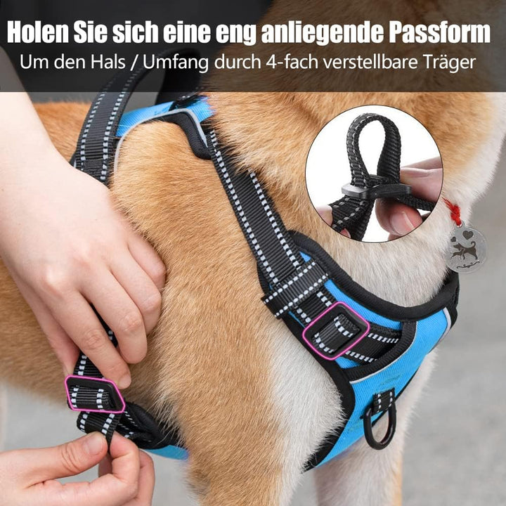 PoyPet No Pull Hundegeschirr, reflektierendes Westengeschirr mit 2 Leinenbefestigungen und einfachem